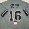 Autographed/Signed Whitey Ford New York Grey Baseball Jersey PSA/DNA COA