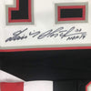 Framed Autographed/Signed Dominik Hasek HOF 14 35x39 Buffalo Black Hockey Jersey JSA COA