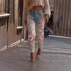 Womens Denim Jeans Womens Trousers With Colorful 3D Floral Prints by My Store