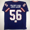 Autographed/Signed Lawrence Taylor New York Blue Football Jersey PSA/DNA COA