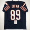 Autographed/Signed Mike Ditka Chicago Blue Football Jersey JSA COA by Hall of Fame Sports Memorabilia