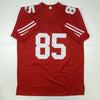 Autographed/Signed Vernon Davis San Francisco Red Football Jersey Beckett BAS COA
