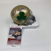 Autographed/Signed Rudy Ruettiger Shamrock Notre Dame Irish Football Mini Helmet JSA COA