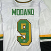 Autographed/Signed Mike Modano Minnesota White Hockey Jersey Beckett BAS COA