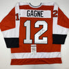 Autographed/Signed Simon Gagne Philadelphia Orange Hockey Jersey JSA COA