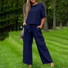 Round-Neck 3/4 Sleeve Top & Pants Two-Piece Set – 6 Colors, S–XXL by FitiqueFit