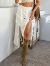 Devine Slit Drawstring Ruffled Skirt