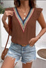 Full Size Ruffled V-Neck Cap Sleeve Blouse