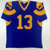Autographed/Signed Kurt Warner St. Louis Blue Football Jersey JSA COA