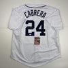 Autographed/Signed Miguel Cabrera Detroit White Baseball Jersey JSA COA