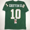 Autographed/Signed Robert Griffin III Heisman 2011 Baylor Green College Football Jersey JSA COA