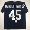Autographed/Signed Rudy Ruettiger Notre Dame Blue College Football Jersey PSA/DNA COA