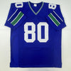 Autographed/Signed Steve Largent HOF 95 Seattle Blue Football Jersey JSA COA