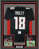 Framed Autographed/Signed Calvin Ridley 35x39 Atlanta Black Football Jersey Beckett BAS COA