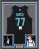 Framed Autographed/Signed Luka Doncic 35x39 Dallas Black Basketball Jersey PSA/DNA COA