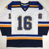 Autographed/Signed Brett Hull HOF 2009 St. Louis White Hockey Jersey JSA COA