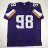 Autographed/Signed Linval Joseph Minnesota Purple Football Jersey JSA COA