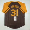 Autographed/Signed Dave Winfield San Diego Brown Retro Baseball Jersey JSA COA