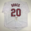 Autographed/Signed Lou Brock St. Louis White Baseball Jersey JSA COA