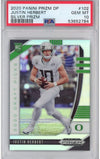Graded 2020 Panini Prizm Draft Picks DP Justin Herbert #102 Silver Prizm Rookie RC Football Card PSA 10 Gem Mint