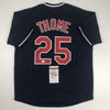 Autographed/Signed Jim Thome Cleveland Blue Baseball Jersey JSA COA
