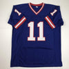 Autographed/Signed Phil Simms New York Blue Football Jersey JSA COA