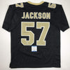 Autographed/Signed Rickey Jackson HOF 2010 New Orleans Black Football Jersey Beckett BAS COA