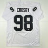 Autographed/Signed Maxx Crosby Las Vegas Oakland White Football Jersey Beckett BAS COA
