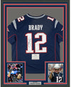 Framed Autographed/Signed Tom Brady 35x39 New England Patriots Blue Authentic Nike Limited Football Jersey Fanatics COA