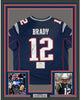 Framed Autographed/Signed Tom Brady 35x39 New England Patriots Blue Authentic Nike Limited Football Jersey Fanatics COA