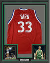 Framed Autographed/Signed Larry Bird 35x39 All-Star Game Red Basketball Jersey Beckett BAS COA