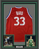 Framed Autographed/Signed Larry Bird 35x39 All-Star Game Red Basketball Jersey Beckett BAS COA