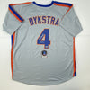 Autographed/Signed Lenny Dykstra Nails New York Grey Baseball Jersey Beckett COA
