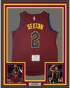 Framed Autographed/Signed Collin Sexton 35x39 Cleveland Cavaliers Red Basketball Jersey Fanatics COA