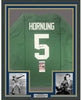 Framed Autographed/Signed Paul Hornung 35x39 Notre Dame Green College Football Jersey JSA COA