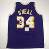 Autographed/Signed Shaquille Shaq O'Neal Los Angeles LA Purple Basketball Jersey Beckett BAS COA by Hall of Fame Sports Memorabilia