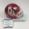 Autographed/Signed Kyler Murray Oklahoma Sooners Chrome Mini College Football Helmet Beckett BAS COA
