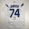 Autographed/Signed Kenley Jansen Los Angeles LA White Baseball Jersey PSA/DNA COA