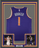 Framed Autographed/Signed Devin Booker 35x39 Phoenix Purple Basketball Jersey Steiner Sports COA