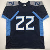 Autographed/Signed Derrick Henry Tennessee Titans Dark Blue Football Jersey JSA COA
