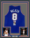 Framed Autographed/Signed Kemba Walker 35x39 New York Blue Basketball Jersey JSA COA