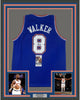 Framed Autographed/Signed Kemba Walker 35x39 New York Blue Basketball Jersey JSA COA