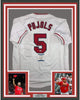 Framed Autographed/Signed Albert Pujols 35x39 Los Angeles White Baseball Jersey Beckett BAS COA