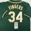 Autographed/Signed Rollie Fingers Oakland Green Baseball Jersey JSA COA