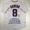 Autographed/Signed Andre Dawson Chicago White Stat Baseball Jersey JSA COA