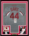 Framed Autographed/Signed Eric Davis 35x39 Cincinnati Grey Baseball Jersey JSA COA