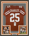 Framed Autographed/Signed Jamaal Charles 35x39 Texas Orange College Football Jersey JSA COA