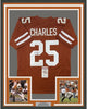 Framed Autographed/Signed Jamaal Charles 35x39 Texas Orange College Football Jersey JSA COA