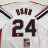 Autographed/Signed Corbin Bernsen Roger Dorn Major League Cleveland White Baseball Jersey JSA COA