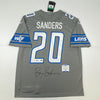 Autographed/Signed Barry Sanders Detroit Lions Grey Football Jersey Beckett BAS COA